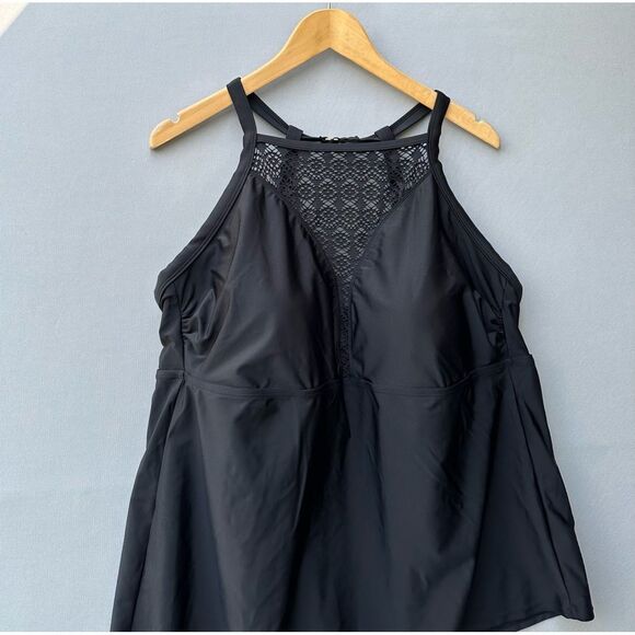 🎉5 for $45🎉 NWT Ava Viv Swim Top Swimsuit Women Size 24W Black - Picture 2 of 8